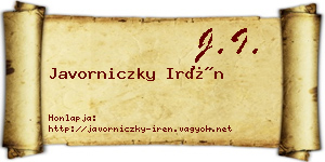 Javorniczky Irén névjegykártya